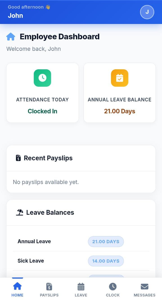 Zedd Payroll Employee Portal Mobile View