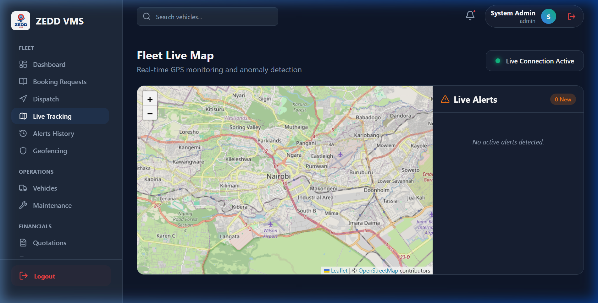ZEDD VMS Live Tracking Page